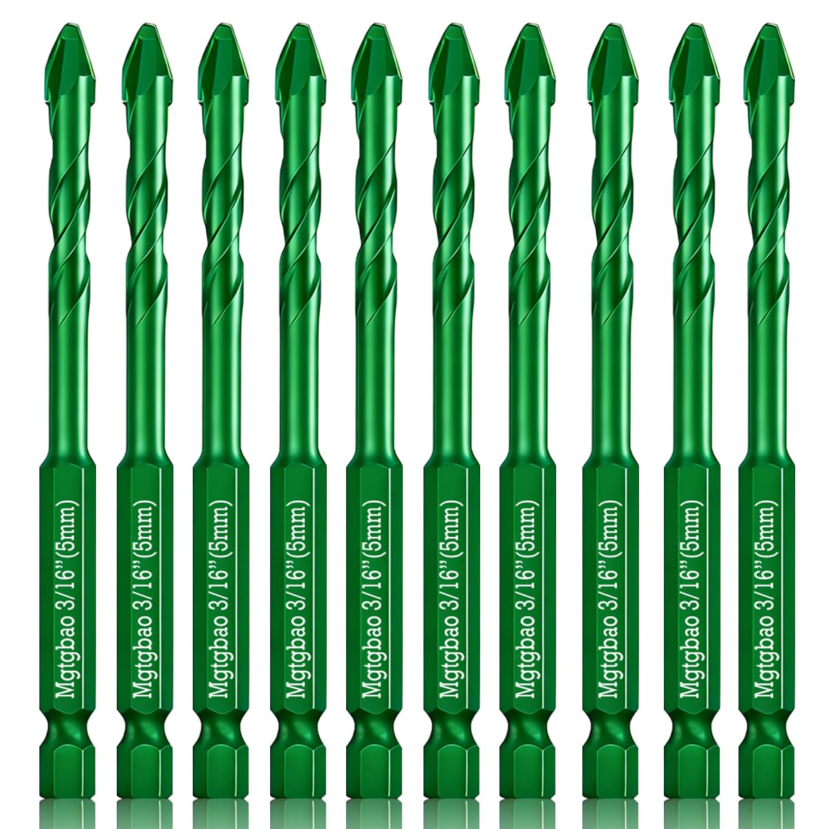 10PC Green 3 16 inch Upgraded Concrete Drill Bit (3/16 in / Green)