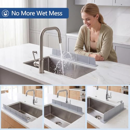 Silicone Water Splash Guard 28” 20" for Sink Front Edge & Behind Faucet