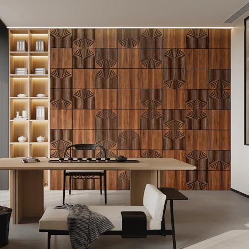 Teak Wood Grain 3D Wall Panels with Adhesive
