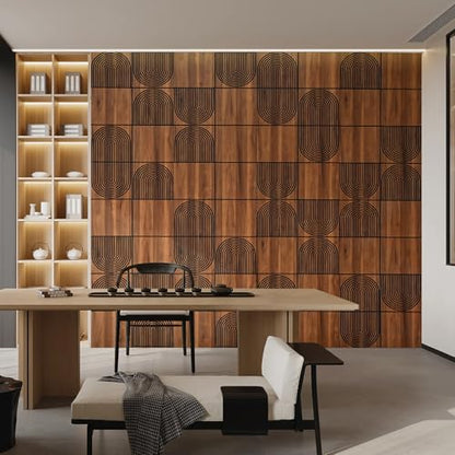 Teak Wood Grain 3D Wall Panels with Adhesive