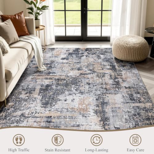 4x6 Washable Area Rug (Black & Cream / 4' x 6' (Rectangular))
