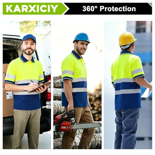 Hi Vis Safety Shirts with Reflective Strips Polo Shirts for Men