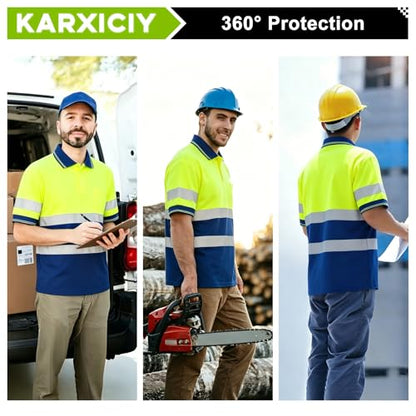 Hi Vis Safety Shirts with Reflective Strips Polo Shirts for Men