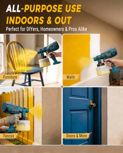 1000W HVLP Electric Paint Sprayer Gun for House Painting (Blue)