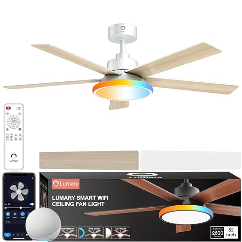 Smart RGB Ceiling Fans with Lights 52in