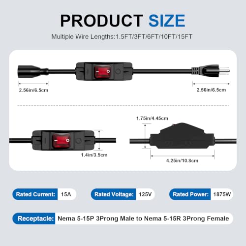 IP66 Waterproof Extension Cord with ON