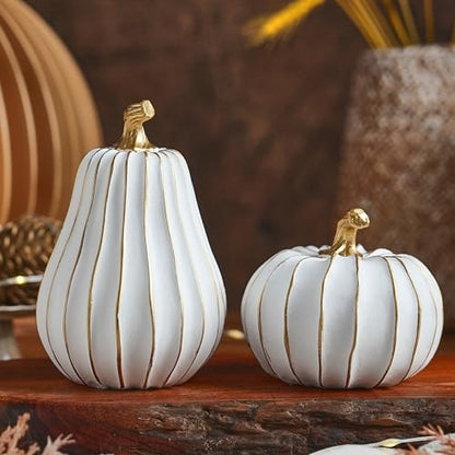 White and Gold Decorative Pumpkins