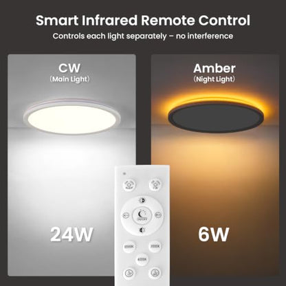 12in LED Ceiling Light with Remote Control Night Light
