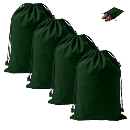 4 Pack Velvet Cloth Shoe Bags for Travel & Packing for Women & Men (Forest Green)