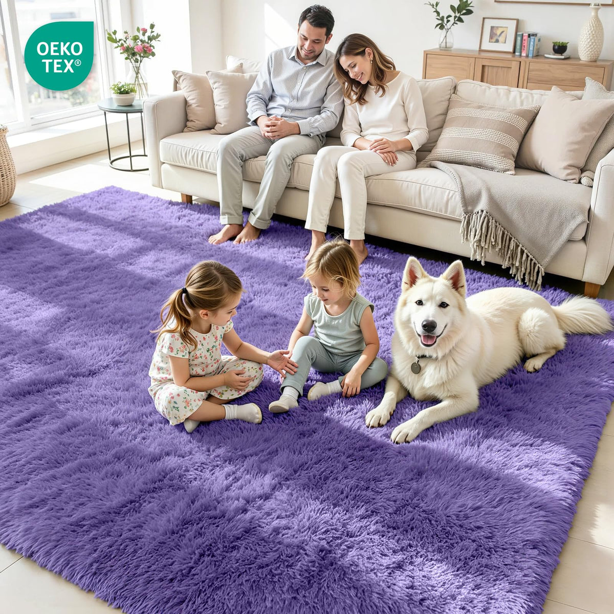 8x10 Fluffy Area Rug for Living Room (Purple / 8' x 10' (Rectangular))