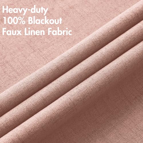 100% Blackout Linen Curtains for Bedroom 52x45 Inches Blush Pink (Blush Pink / 52"W x 45"L (Pack of 2))