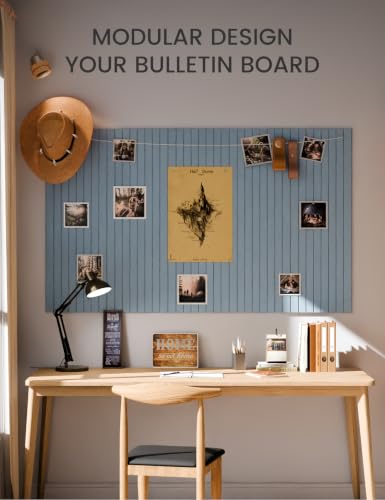 36" x 24" Large Felt Bulletin Board (Coastal Haze / Fine-stripe 6-pack)