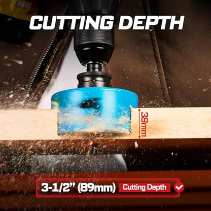3-1/2 Inch(89mm) Hole Saw, 1PC HSS Bi-Metal Hole Saw Kit with Shark Tooth Hole Cutter for Wood,Drywall, PVC Boards and Thin Metal (1 PCS 3-1/2")