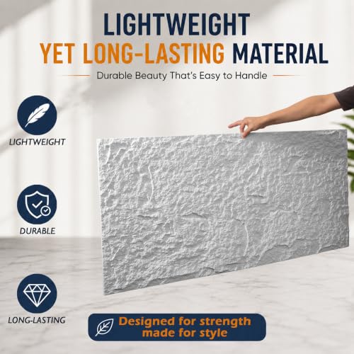 4 PCS Faux Stone Wall Panel 47.2’’ x 23.6’’ Interior Exterior Wall Decor 3D PU Panel