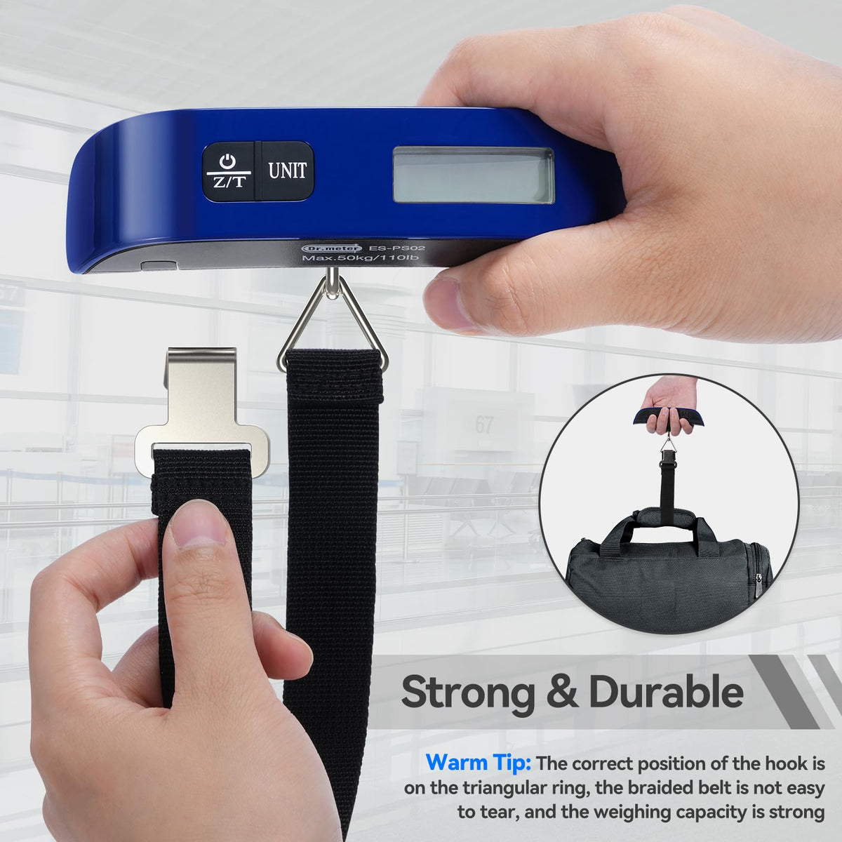 Luggage Scale Dr.meter Travel Essentials Luggage Weight Scale Backlight LCD (1 * Blue)