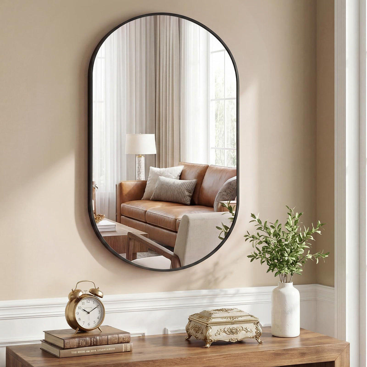 24" x 36" Oval Bathroom Mirror (Black / 24"L x 36"W / Oval)