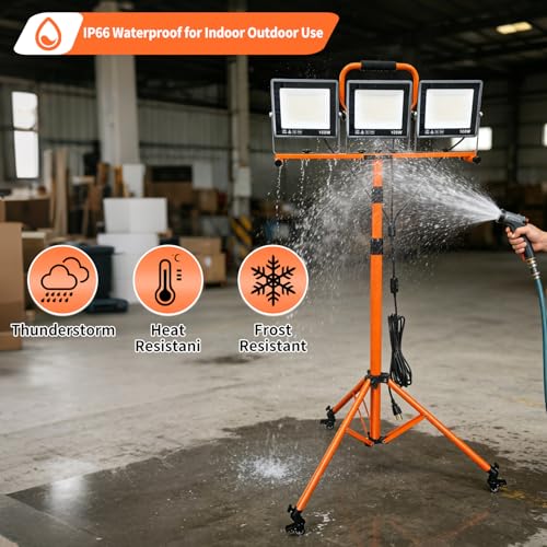 30000LM LED Work Light with Stand and Wheels 3