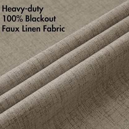 100% Blackout Linen Curtains for Bedroom 52x72 Inches Faux Linen (Faux Linen / 52"W x 72"L (Pack of 2))