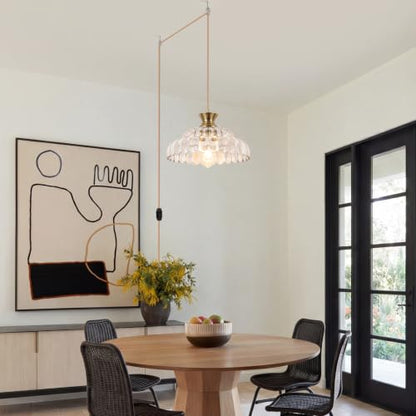 Pendant Light 11.8In Plug in Glass Vintage Chandeliers E26 Base Corded On
