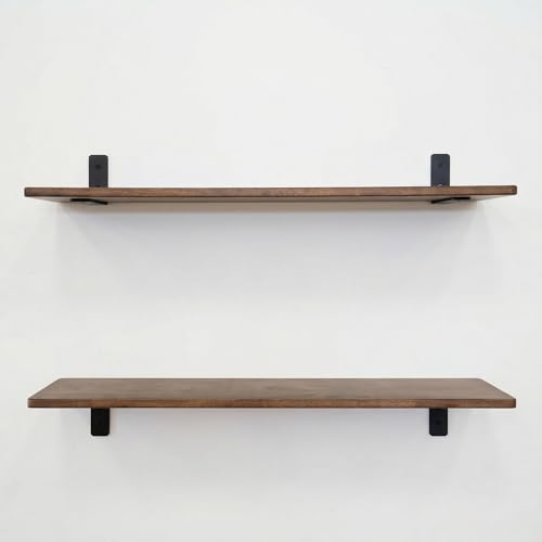 Kingsley 4 x 8 Inch Heavy Duty Shelf Brackets; Pack of 6; 5mm Solid Mild Steel L Bracket; Brackets for Shelves; Matte Black Wall Brackets for Shelves; 1.5" Wide; with Mounting Screws (4" x 8" Brackets)
