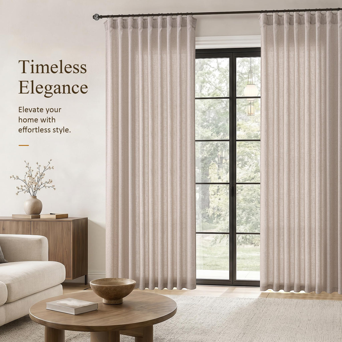 Oatmeal Linen Curtains 102 Inches Long 2 Panels for Living Room (Oatmeal / 50"W x 102"L (Pack of 2))