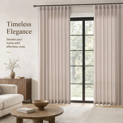 Oatmeal Linen Curtains 102 Inches Long 2 Panels for Living Room (Oatmeal / 50"W x 102"L (Pack of 2))