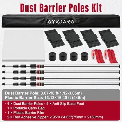 Dust Barrier Poles System with Zipper Door for Construction