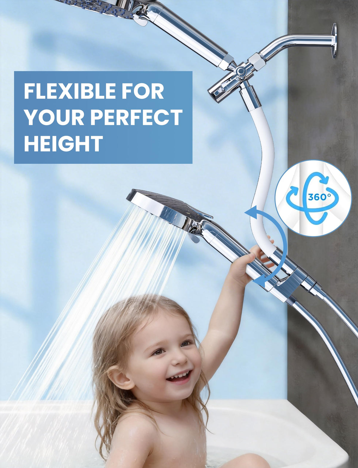 Handheld Shower Head with Large Panel (Sliver Combo)