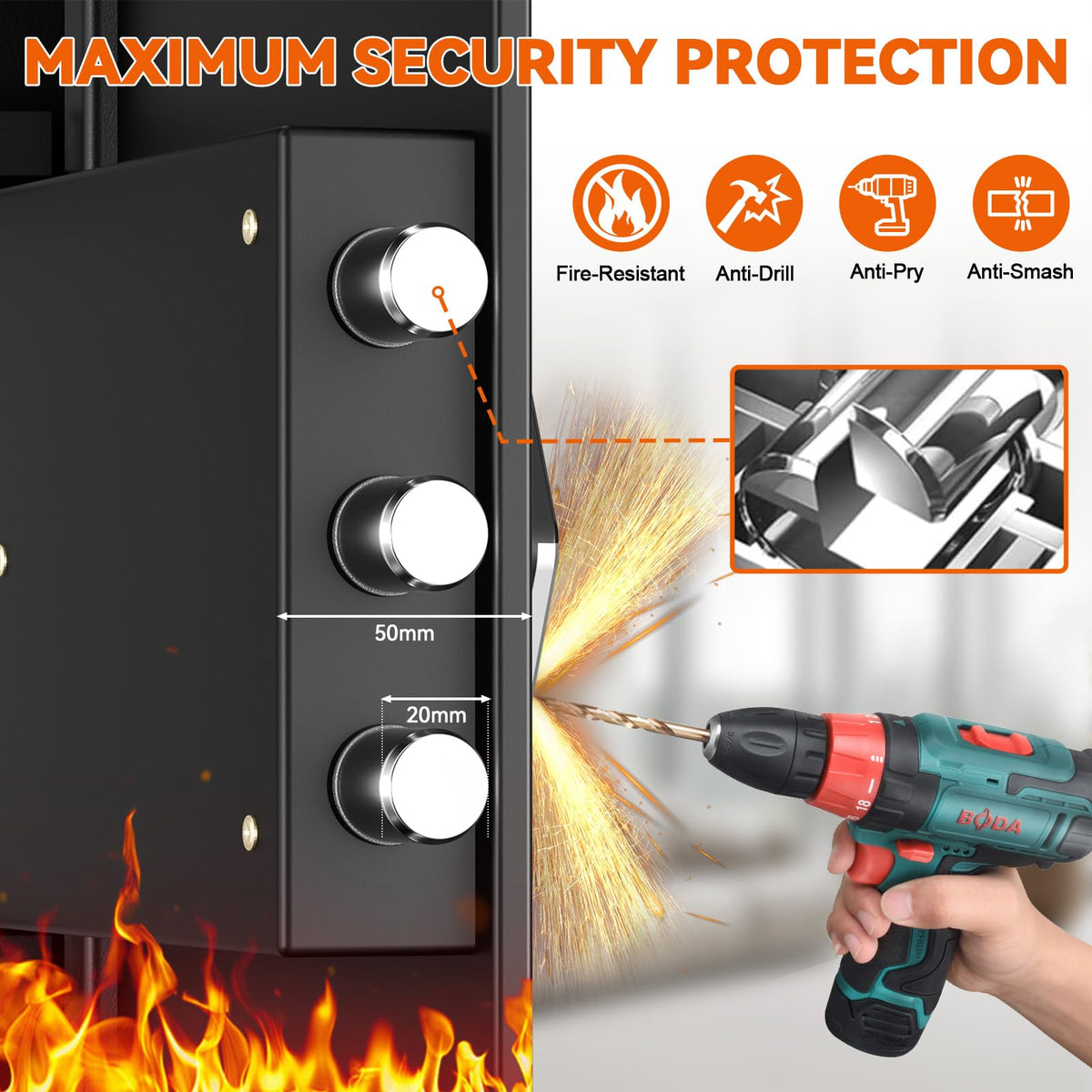 47.24‘’ Tall Heavy Duty Fireproof Wall Safes Between the Studs (47.24'' Tall)