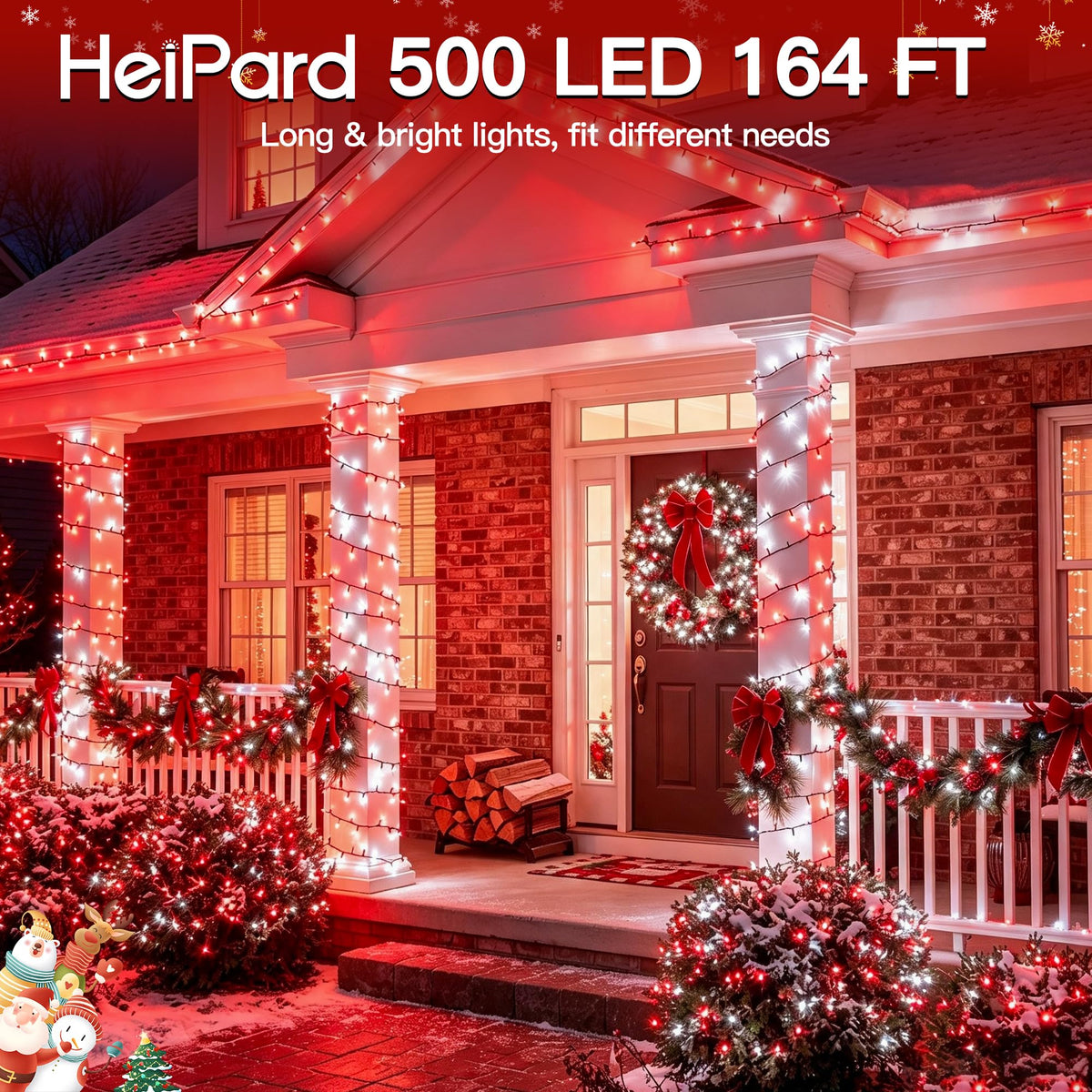 500 LED Christmas Lights Outdoor (Red and White / 500 LED)