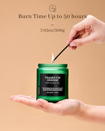 Fraser Fir Orange Non Toxic Christmas Scented Candles 11.6Oz 70H (Small Jar / Fraser Fir Orange)