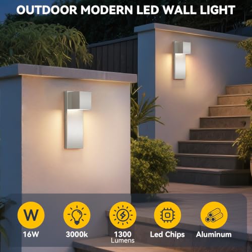 2 Pack Modern Outdoor LED Wall Light