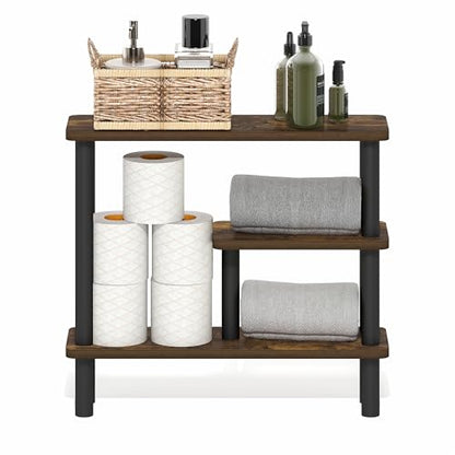 Turn-N-Tube 3-Tier Narrow Bathroom Storage Shelf, Toolless Assembly White Storage Rack, Space Saving Shelf