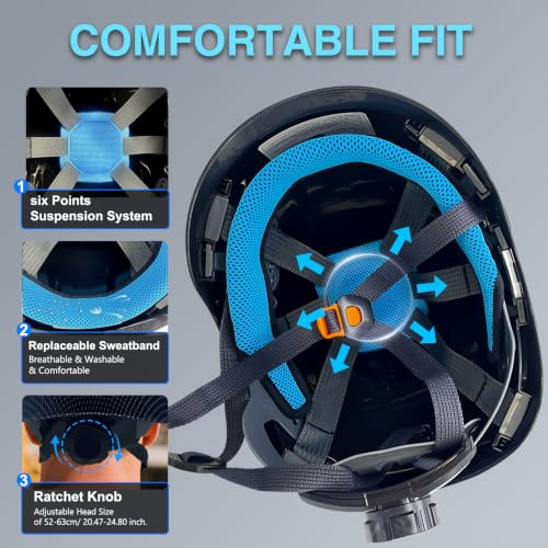 Construction Hard Hats ABS Safety Helmet Adjustable Ventilation System Lightweight Industrial Work Head Protection Certified ANSI