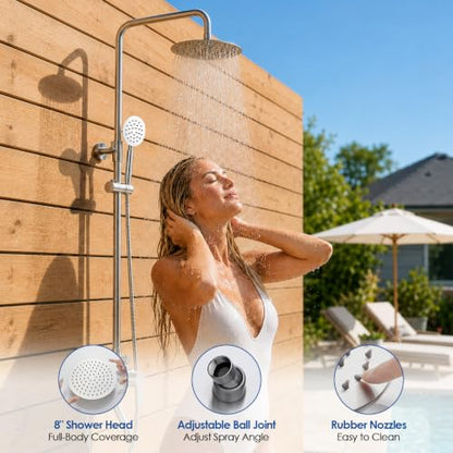 Outdoor Shower System with Hot and Cold Valve