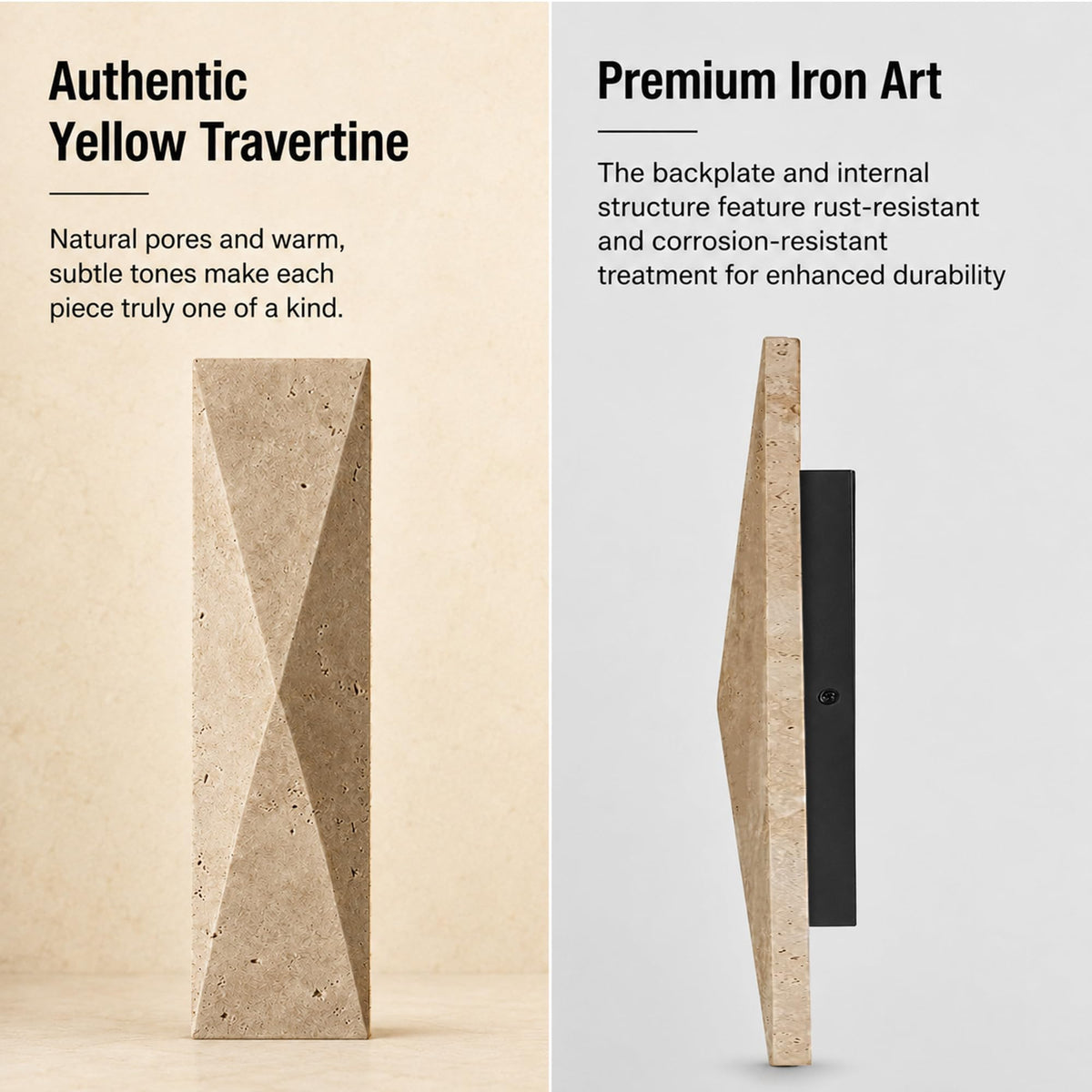 Natural Travertine Wall Sconce (Natural Beige(Diamond))