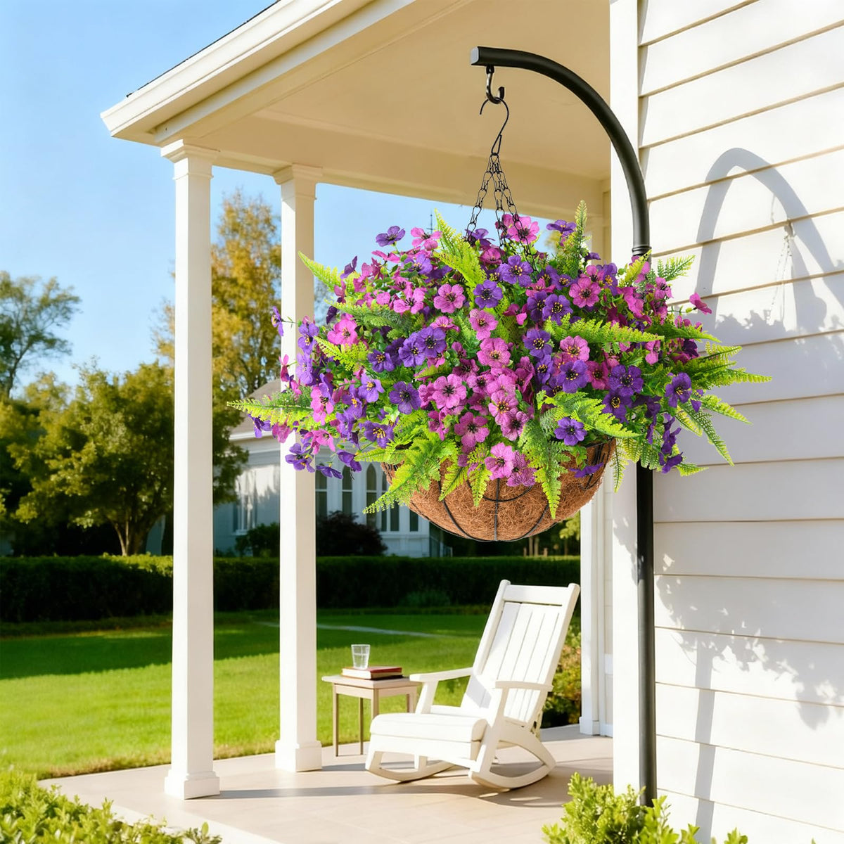 Artificial Flowers for Outdoor Faux Plants Fake Flowers Spring Decor (Light Purple Deep Purple / 12 PCS)