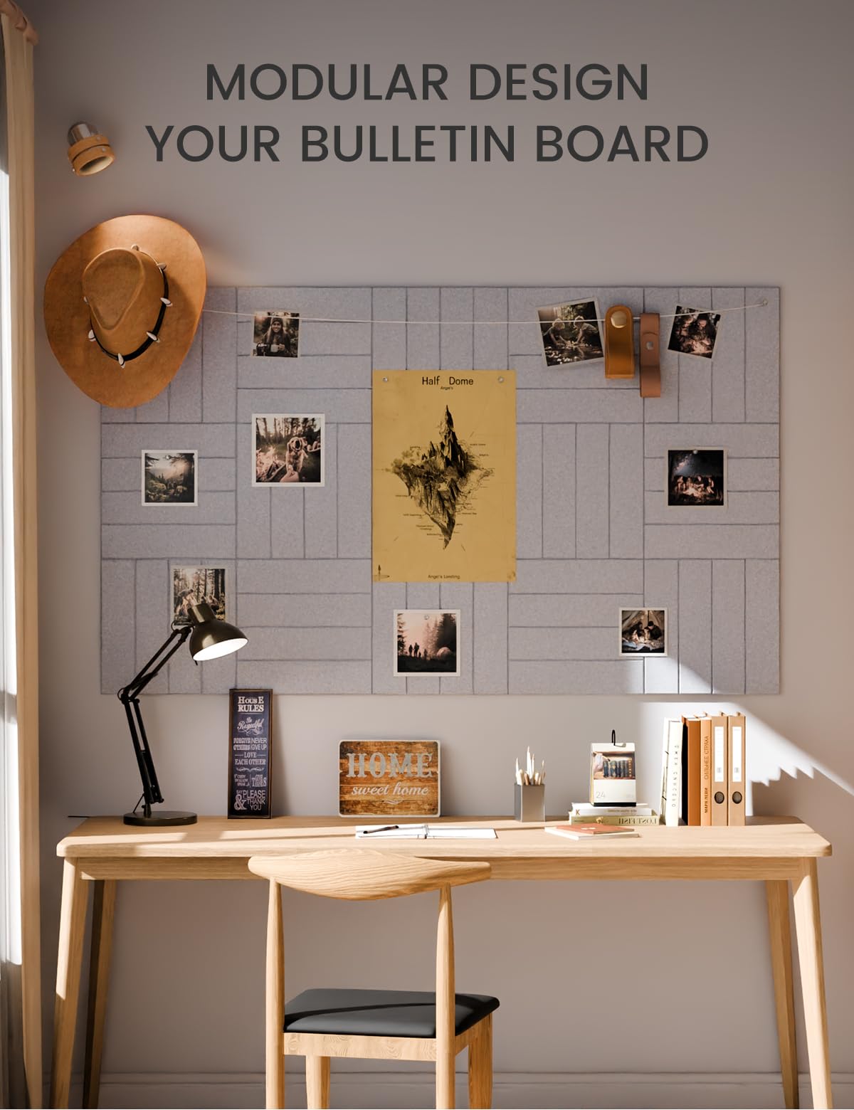 Felt Bulletin Board & Cork Board Alternative 36'' x 24'' (Soft Gray-1 / Bold-stripe 6-pack)