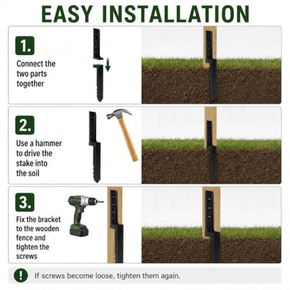 Upgraded Heavy Duty Fence Post Repair Kit Thickened Steel Anchor Stakes
