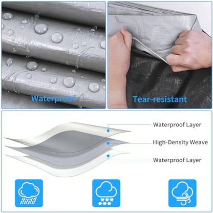 16x20FT Tarp 12 Mil Tarps Heavy Duty Waterproof (Silver&black / 1 6 X 2 0 FT)
