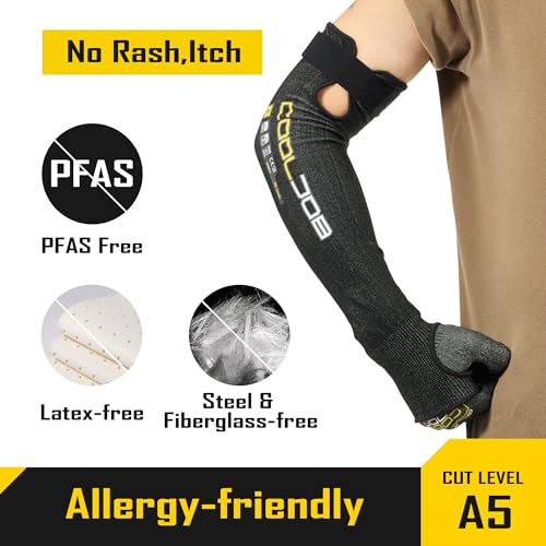 A5 Cut Resistant Touchscreen Work Gloves and Adjustable Arm Sleeves