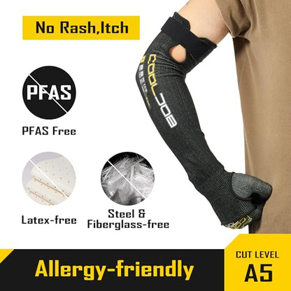 A5 Cut Resistant Touchscreen Work Gloves and Adjustable Arm Sleeves