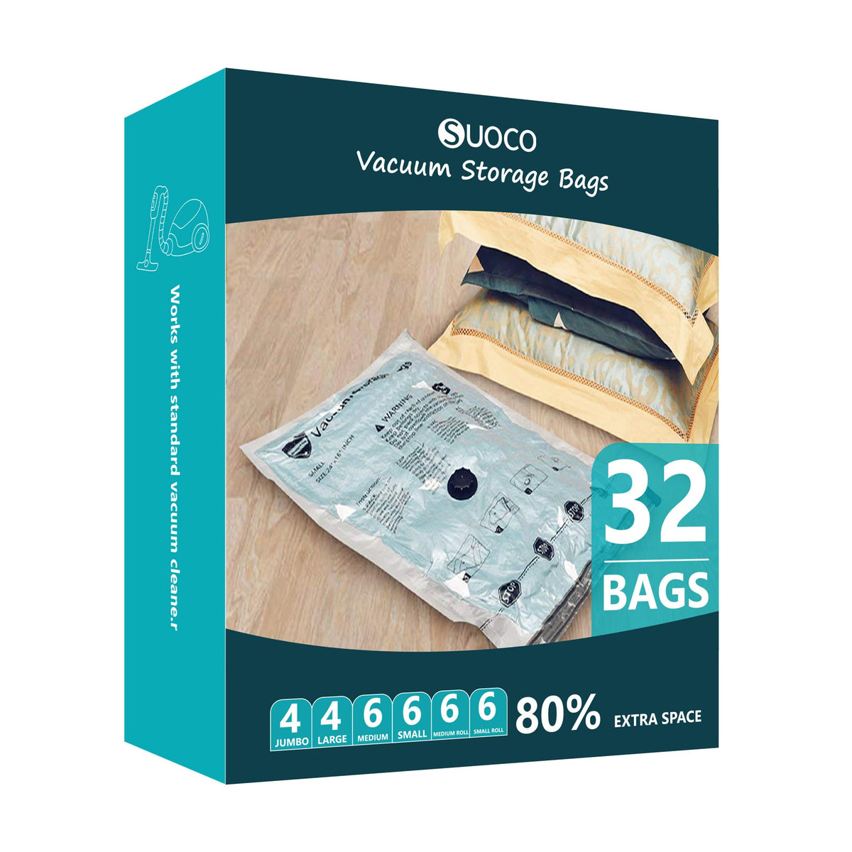 Vacuum Storage Bags for Travel & Home with Pump (32 Combo)