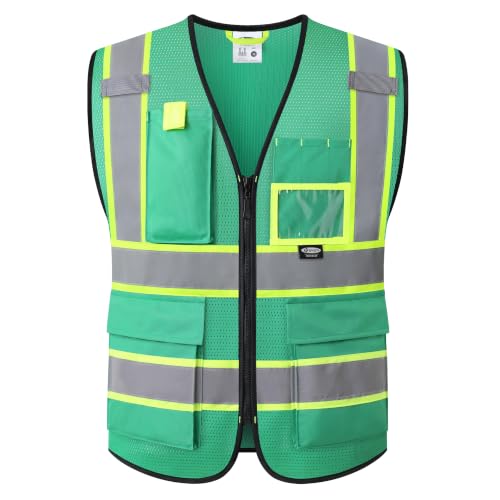 Safety Vest for men women Reflective Vest with Pockets and Zipper High Visibility Vests BX340