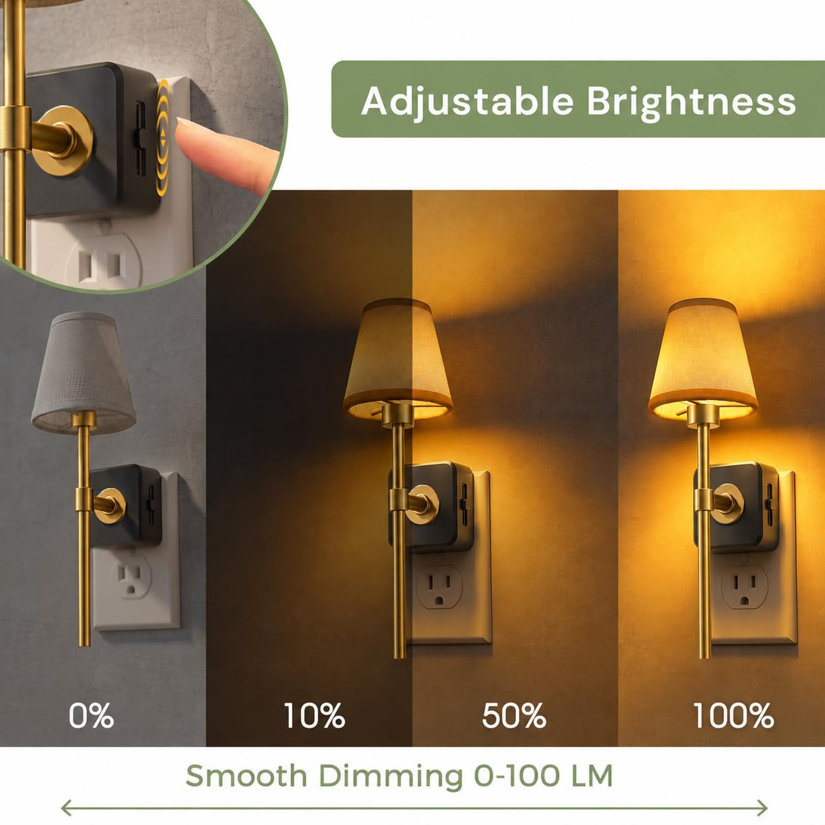 Night Light Premium Fabric Linen Shade Plug in Night Light (Linen Cover Gold-Amber / 1 Pack)