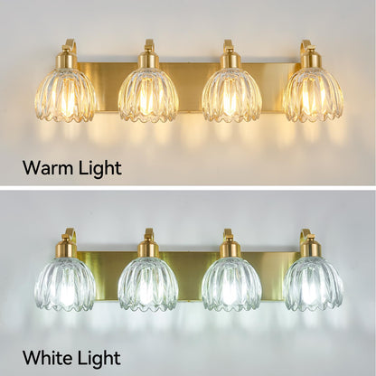 Gold Vanity Lights for Bathroom with Clear Tulip Glass Shade (Gold - Tulip Clear / 4-light)