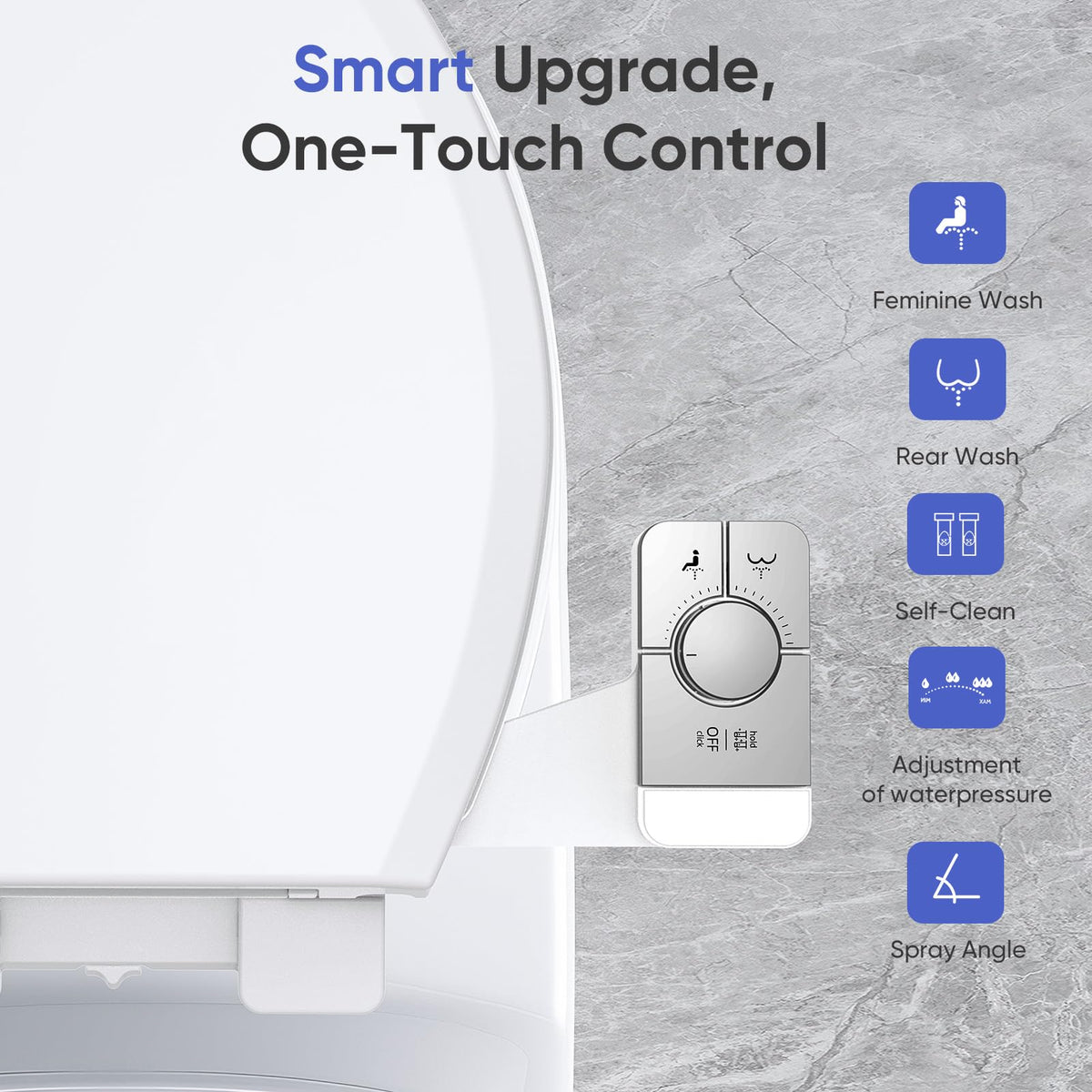 Upgrade Non Electric Bidet Toilet Seat (Chrome & White Toilet Seat)