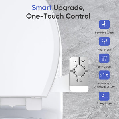 Upgrade Non Electric Bidet Toilet Seat (Chrome & White Toilet Seat)