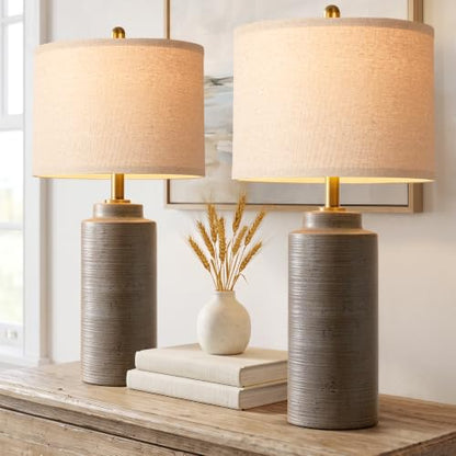 27" Vintage Ceramic Table Lamp Set of 2