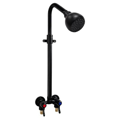 Outdoor Shower Kit Dual Handle Extendable Exposed Pipe Outdoor Shower Fixtures System with ABS Showerhead Solid Brass 4 Inch Center Mix Valve